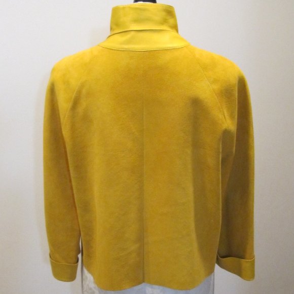 Dusan Mustard Yellow Suede Jacket.  Size M. - Picture 4 of 10